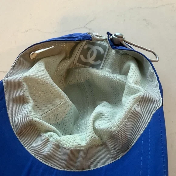 Chanel CC Blue Nylon Cap 100% Authentic
